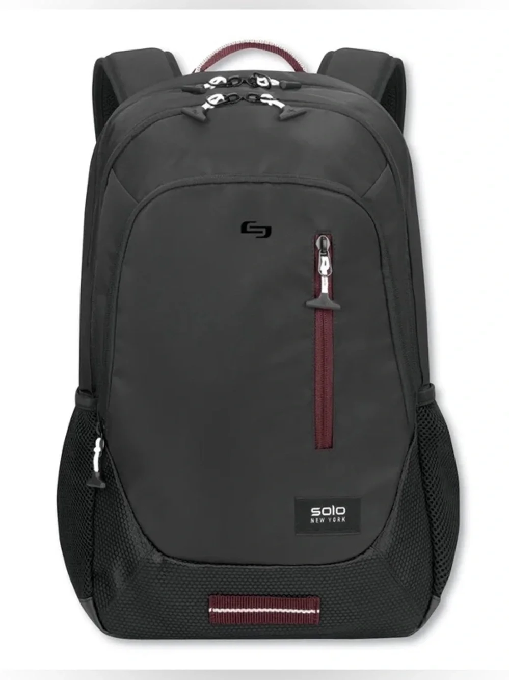 Solo Black Backpack with Burgundy Trim